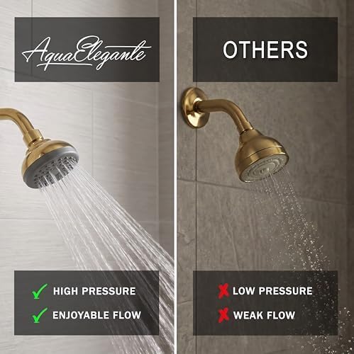 Aqua Elegante Pressure Boosting Shower Head - 2.5 GPM - Polished Brass - Image 2