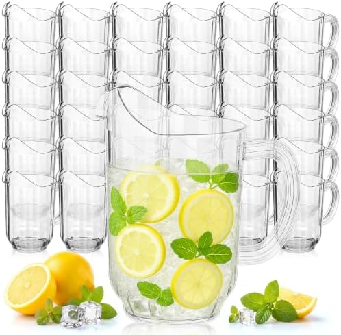 Tessco 36 Pcs Plastic Pitchers 60 Oz Clear Water Beer Jug Large,Classic by Tessco