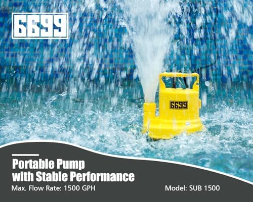 Submersible Sump Pump 1/4 HP 1500GPH Utility Pump Thermoplastic Electric Portable Transfer Water Pump with 10-Foot Cord for Pool Tub Garden Pond Draining Tankless Heater Flushing - Image 2