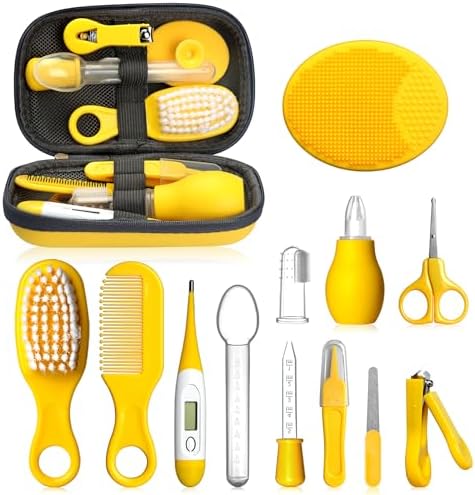 Baby Healthcare and Grooming Kit, Portable Baby Safety Care Set, Baby Essentials kit for Newborn(Yellow 13 in 1) by UHFi