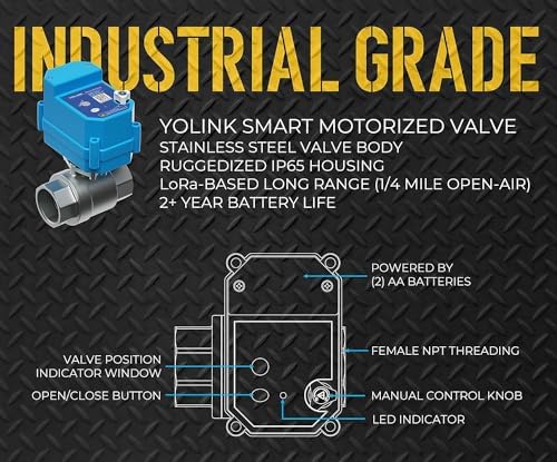 YoLink 1/2" Commercial Grade Smart Motorized Stainless Steel Ball Valve LoRa Wireless Up to 2,034 Feet Open Air Range Battery-Powered, IFTTT, Alexa, Home Assistant - Image 4