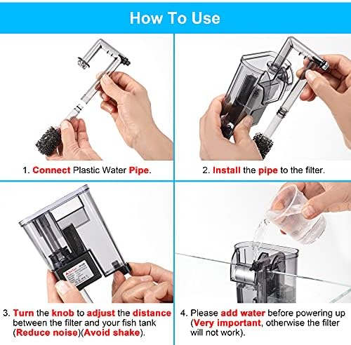 DaToo Aquarium Hang On Filter Small Fish Tank Hanging Filter Power Waterfall Filtration System - Image 6