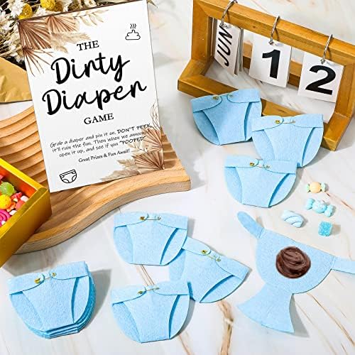 Roowest 51 Pcs Dirty Diaper Baby Shower Games, Boho Blue - Image 5