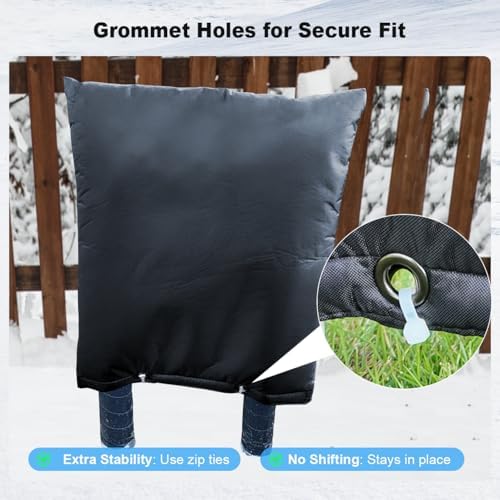Backflow Insulation Cover, Pipe Insulation Wrap for Winter Freeze Preventer, Heavy-Duty 5-Layer Waterproof Oxford Fabric Cover for Outdoor Sprinklers and Faucets, 24W x 24H inches- Black - Image 5