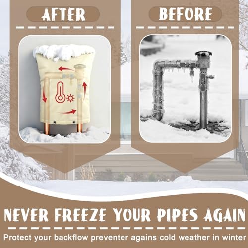 Backflow Preventer Insulation Cover,17" W x 20.5" H with Aluminum Foil Backflow Cover for Irrigation Back Flow Valve in Winter or Sun Exposure,Winter Pipe Freeze Protection - Image 4