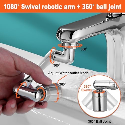 Spurtar 1440° Sink Faucet Extender, Swivel Faucet Aerator Attachment,Silver - Image 5