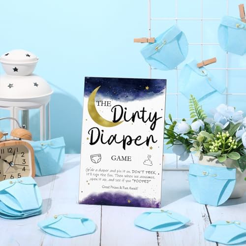 Roowest 51 Pcs Dirty Diaper Baby Shower Games, Star Moon - Image 5