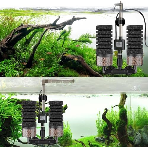 Aquarium Electric Sponge Filter with Submersible Water Pump Silence Motor for Shrimps,Bettas with Bio Ceramic Media Balls and 2 Spare Sponge,Venturi Nozzle and Rain Mode (S for 10-20 Gal) - Image 6