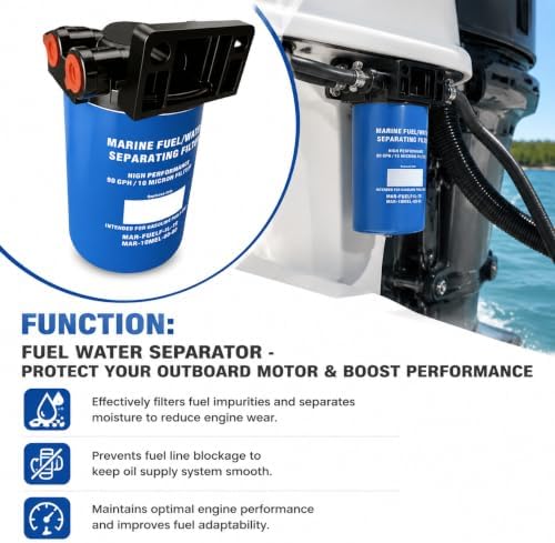 10 Micron Fuel Water Separator Kit with Filter Base & Brass Fittings Compatible with Yamaha MAR-FUELF-IL-TR, Sierra 18-7866, Mallory 9-37807, Marine Outboard Motors - Image 6