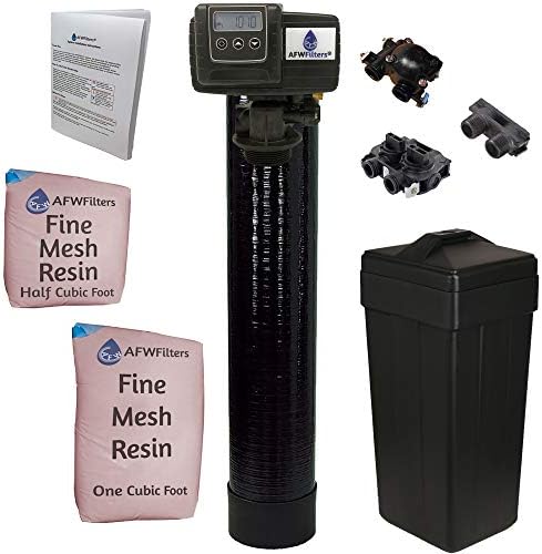 AFWFilters 1.5 Cubic Foot (48k) Whole Home Iron Pro Water Softener with Fine Mesh Resin,1" Plastic MNPT Connection, and Black Tanks by Abundant+Flow+Water+Systems