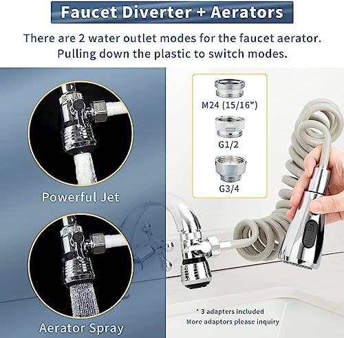 CECEFIN Kitchen Sink Sprayer Hose Attachment for Faucet, 79" Recoil Hose - Image 3