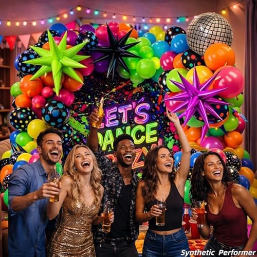 147PCS Neon Balloon Arch Garland Kit with Glow in the Dark Balloons for 80s 90s Disco, Rock and Roll, Birthday, Fiesta and Let's Glow Party Decorations - Image 6
