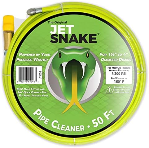 50 FT Sewer Jetter for Gas Pressure Washers - Flexible Steel Braid by Unknown