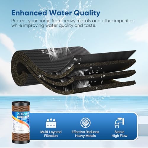 PUREPLUS 5 Micron 10"x4.5" Whole House Water Filter, KDF & Carbon, 1 Pack - Image 6