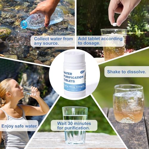 Water Tablets Purification for Drinking (100 Count) - Water Filtration System Survival for Camping, Boating, Hiking, Backpacking, Emergencies - Portable Water Treatment for Safe Drinking Anywhere - Image 5