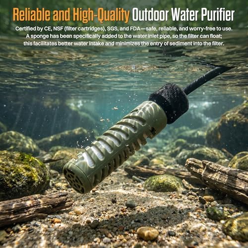 ITEHIL Portable Electric Water Filter, 0.01 Micron Camping Water Purifier with Solar, Outdoor Water Purification System for Camping, Hiking, Emergency & Survival - Image 5
