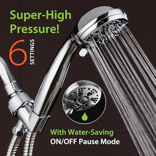 AquaDance High Pressure 6-Setting 3.5" Chrome Face Handheld Shower with Hose for the Ultimate Shower Experience! Officially Independently Tested to Meet Strict US Quality & Performance Standards! - Image 3