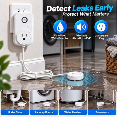 Water Leak Detector Alarm 15FT Dual-Sided Water Leak Sensor for Home - Image 2