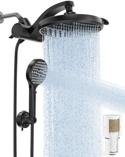 Veken Filtered Shower Head with Handheld, Multi-pattern Rain Showerhead Set by Veken
