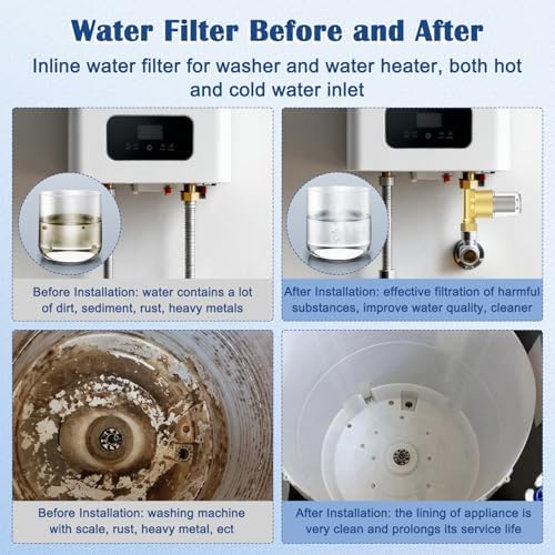 Brass Sediment Filter, Water Filter for Washer, Garden Hoses, Shower, Well Water, Traps Sand, Mud, Rust, 40 Micron, Inline, Reusable, BPA Free, 3/4" Male Thread + 3/4" Female Thread - Image 3
