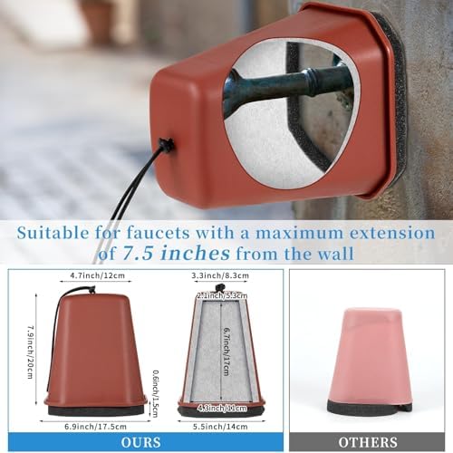 1 Pack 2026 Upgrade Extra Large Outdoor Faucet Cover for Winter Freeze Protection 8.5x7x5.5in Thick Plastic Foam Hose Bib Spigot Cover Winter Insulated with Reflective Strips (Red) - Image 2