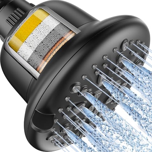 Cobbe Filtered Shower Head, 7 Modes High Pressure Shower Heads Matte Black by Cobbe