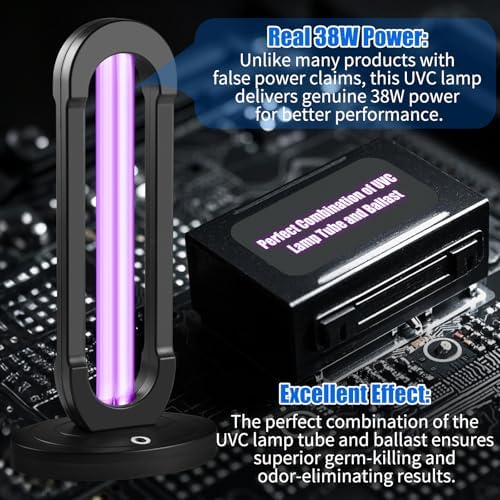 38W UV Light UVC Lamp | 265nm Air & Surface Refreshment | One-Piece Construction, 3-Stage Timer, Remote + Manual Control w/Buzzer | Avoid Exposure (Ozone Free) - Image 3