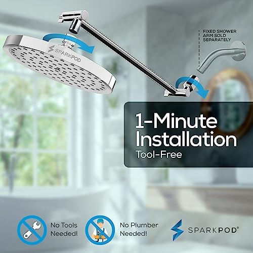 SparkPod 8" Round Rain Shower Head with 16" Shower Arm - Image 6