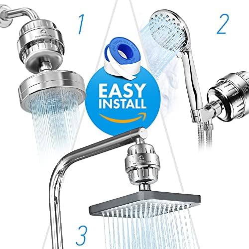AquaHomeGroup Shower Head Filter — 20-Stage + 5 Replacement Cartridges — Reduces Chlorine and Other Chemicals — Vitamin C, E & A Shower Filter for Healthier Skin & Hair - Image 5