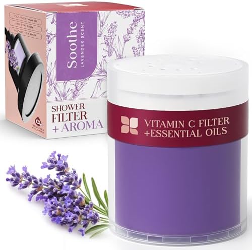 Vitamin C Shower Filter Replacement Cartridge + Shower Steamers Aromatherapy - K Beauty Skin & Hair Enhancement, Universal Water Filter Replacement for AquaBliss - Lavender Spa Scent by Unknown