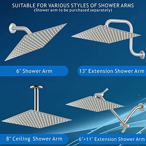 Voolan Rain Shower head, High Pressure Shower Head Made of 304 Stainless Steel, Relaxed Shower Experience Even at Low Water Flow and Pressure (10" Brushed Nickel) - Image 5