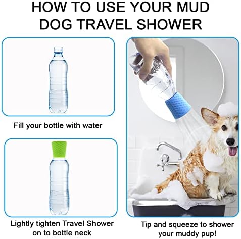 3 Pieces Portable Outdoor Shower for Dogs,Portable Shower Head,Bottle Attachment for Portable Outdoor Shower,Works with Most Plastic Water from 16 oz to 2 Liters (Blue,Green,Orange) - Image 3