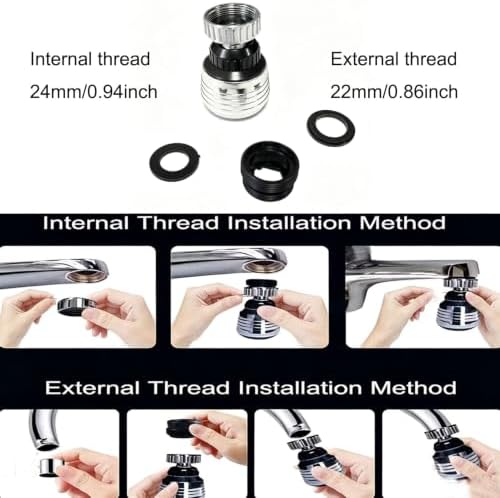 360° Rotate Swivel Water Saving Tap Aerator Diffuser Faucet Nozzle Filter Adapter, Fit M22 M24 Kitchen Sink & Utility Faucets - Image 5