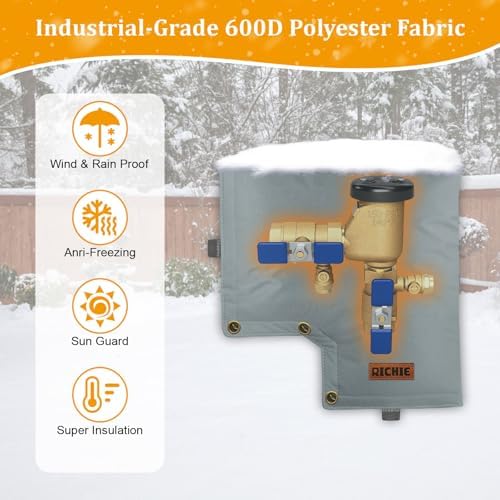 Backflow Preventer Insulated Cover (5°F) for Winter Freeze Protection, 13" W x 12" H Thickened Pressure Vacuum Breaker & Well Pump Cover, Outdoor Waterproof Insulation Pouch for Sprinkler Valve, Grey - Image 5