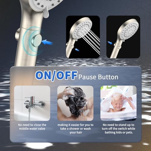 FASDUNT High Pressure Handheld Shower Head with Hose, Brushed Nickel - Image 4