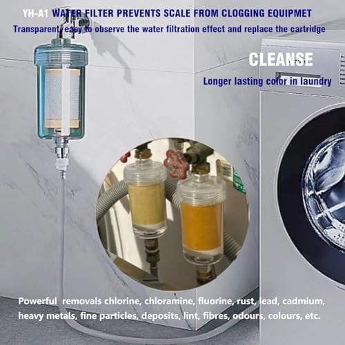 1 Micron ACF Washing Machine Water Filter, Washer Water Filter System, For Washing Machine, Faucet, > 99.5% Removal of Chlorine Fluoride, Heavy Metals, Odor, Reusable Carbon Shower Filter - Image 6