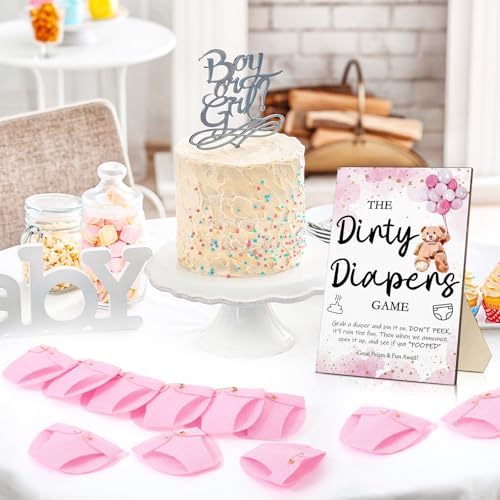 Roowest 51 Pcs Dirty Diaper Baby Shower Games, Pink Bear - Image 6