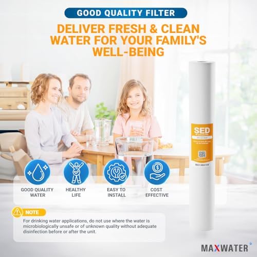 Max Water 5 Micron 20 x 2.5 Sediment Water Filter Cartridge Replacement Polypropylene Cartridge for Whole House Water Filtration/Water Softener Systems - 6 Pack - Image 6