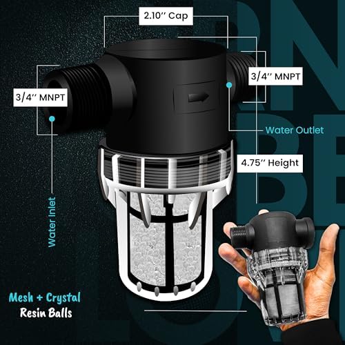 Inline Water Filter – 3/4" MNPT to MNPT, Fine Mesh Sediment Filter with Crystal Resin Balls for Whole House, Under Sink, Shower, Washing Machine, Garden Hose, Tap – Reusable Pre-Filter Strainer - Image 5