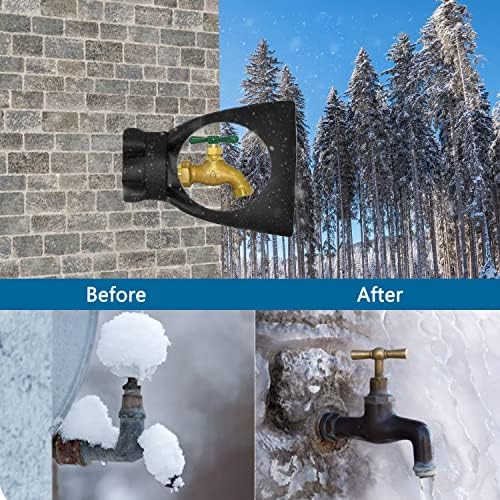 Outdoor Faucet Cover Socks for Winter Freeze Protection, 7.09" W x 9.06" H, Velcro Thickened Anti-Freeze Outdoor Tap Cover, Reusable Waterproof Insulated Spigot backflow Cover,Black, 2Pcs - Image 6