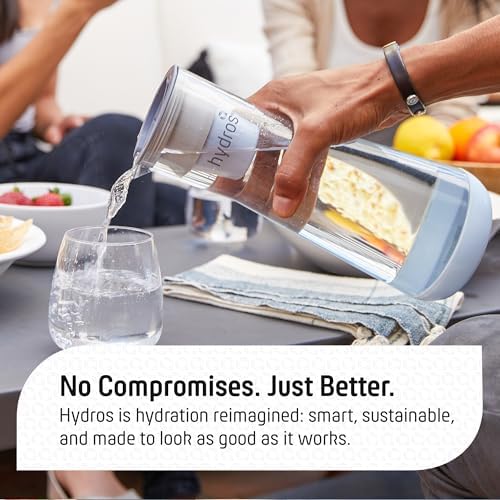 Hydros Water Filter Pitcher, 40 oz Slim Design, Patented Fast Flo Tech, Dishwasher Safe, Fills in Just 40 Seconds, BPA Free, 5 Cup Capacity, White - Image 6