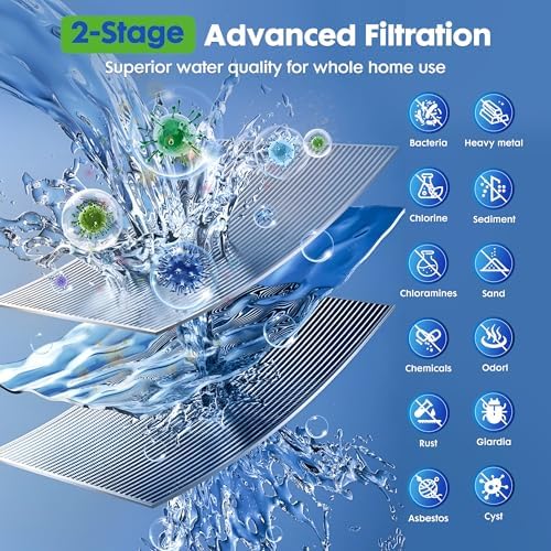 2 Stage Whole House Water Filter System with 3 Sets of Filters, 10"x2.5" - Image 3