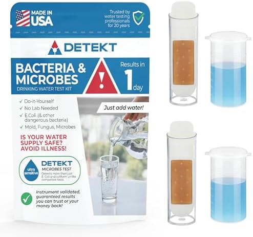 Bacteria in Water Test Kit by Detekt (USA) DIY for Drinking/Tap/Well Water by Detekt