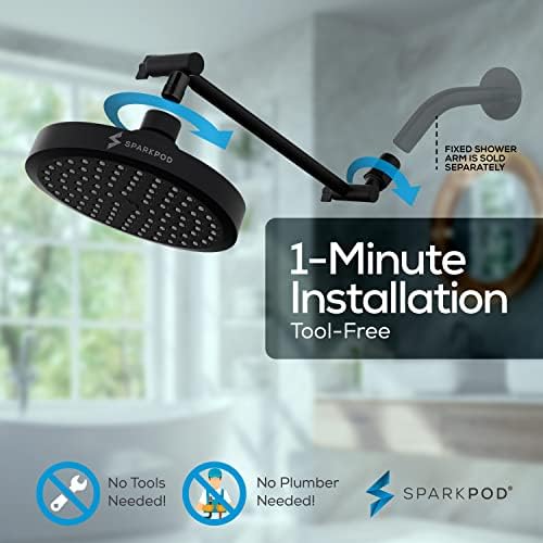 SparkPod 6" Round Rain Shower Head with 11" Shower Arm - Image 6