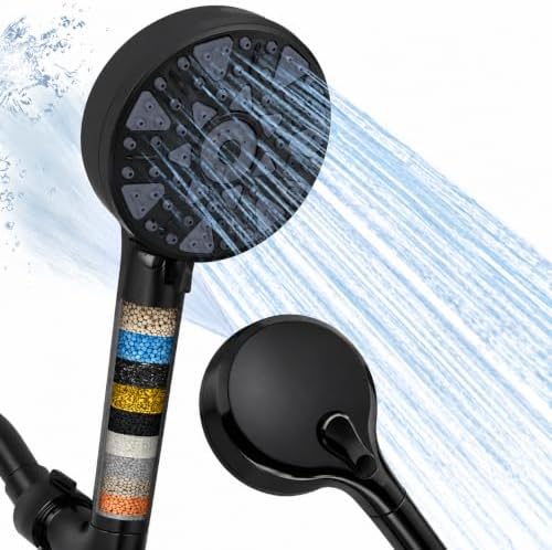 Filtered Shower Head with Handheld, 7 Spray Settings, Matte Black by Meydrdou