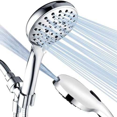 BRIGHT SHOWERS High Pressure Shower Head with Handheld, 9 Spray Settings Showerhead Built in Power Wash to Clean Tub and Pets, Extra Long 69" Hose, Adjustable Bracket, Chrome by BRIGHTSHOWERS