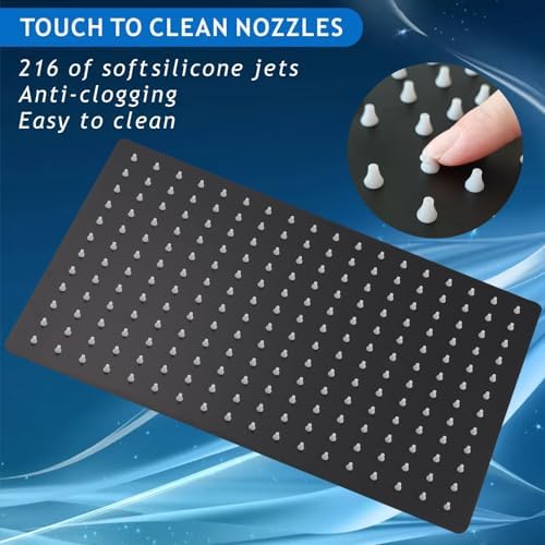 Voolan Extra Large Rain Shower Head - High Flow Square Rainfall Showerhead - Waterfall Full Body Coverage - Universal Ceiling or Wall Mount (16 * 12 Inch Rectangle, Matte Black) - Image 3