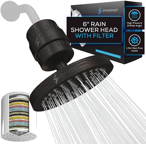 SparkPod Filtered Shower Head, 23-Stage, 6" Round, Oil-Rubbed Bronze by SparkPod