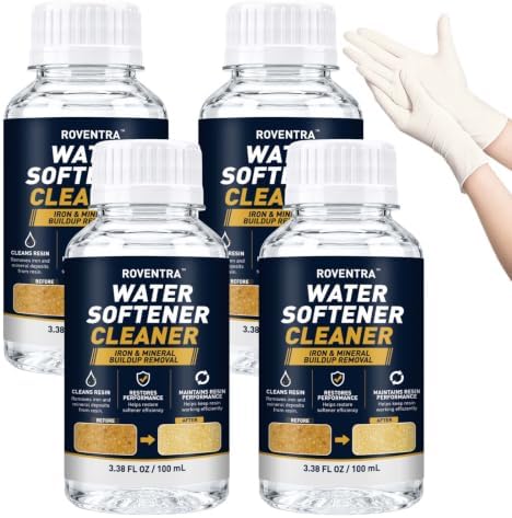 Water Softener Cleaner Solution, 4-Pack Liquid Resin Cleaner for Water Softener Systems, Helps Remove Iron, Manganese & Mineral Buildup, 3.38 FL OZ / 100 mL Each by Unknown
