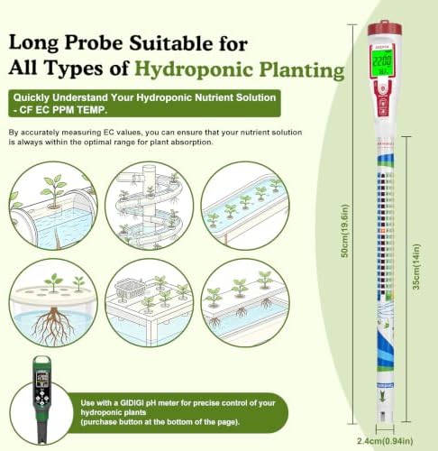 EC PPM Meter Hydroponic Nutrient Meter 14in Long Probe for DWC - Image 6